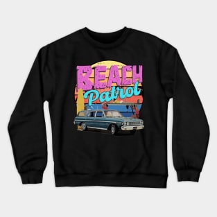 Beach Patrol - Vintage car, surfing, retro sunset Crewneck Sweatshirt